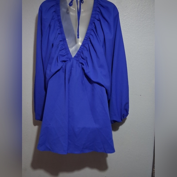 SHEIN Blue Relaxed Tunic with Ruffled Sleeves - Picture 4 of 7